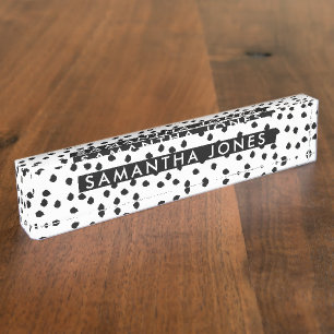 Porte-nom Noir et blanc Dalmatie Imprimer le nom personnalis