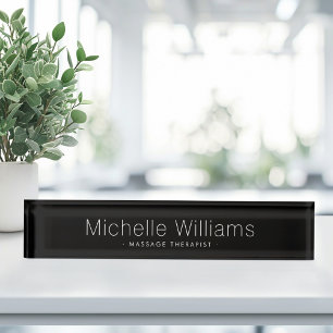 Porte-nom Noir moderne branché minimaliste