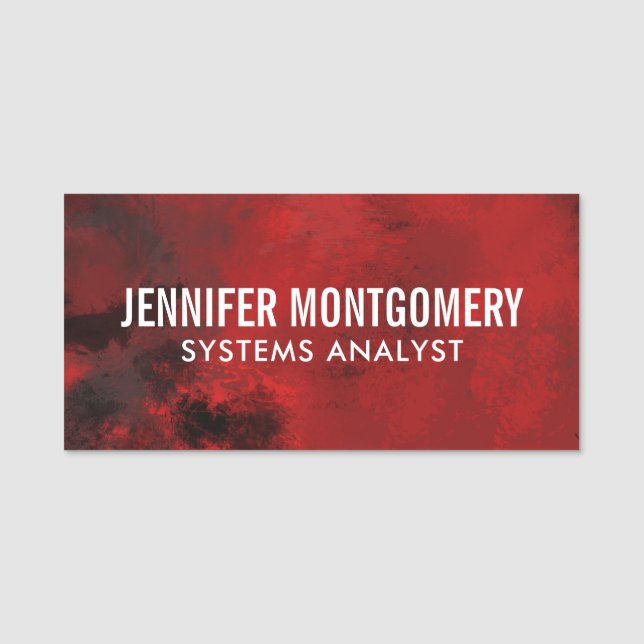 Porte-nom Noir moderne et rouge foncé Abstrait - Professionn (Devant)