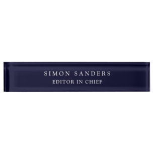 Porte-nom Noir Rocher Bleu profond Classique Unique Minimali