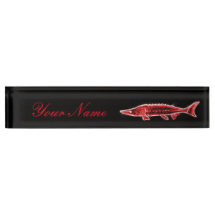 Porte-nom noir rouge d'esturgeon