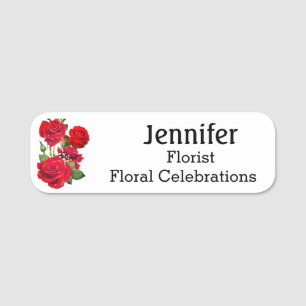 Porte-nom Nom Balise Red Roses Custom Text Florist