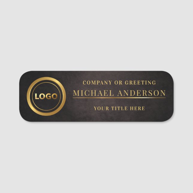 Porte-nom Nom classique Balise Gold Logo Professionnel Emplo (Devant)