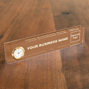 Porte-nom Nom commercial et logo sur acrylique Brown avec ho