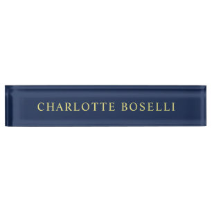 Porte-nom Nom de couleur bleu minimaliste classique professi