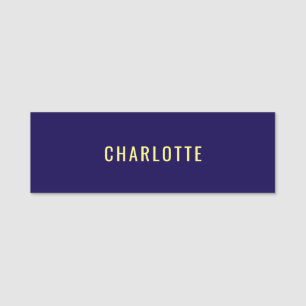Porte-nom Nom de couleur bleue classique minimaliste profess