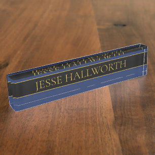 Porte-nom Nom de famille ou nom commercial Marine Blue & Gol