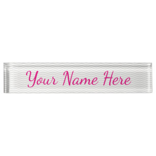 Porte-nom Nom de la fille glamour avec Chevron gris subtil