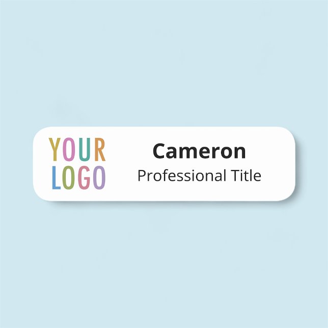 Porte-nom Nom de l'employé de l'entreprise Balise Logo de l' (MISOOK 3.5 x 1 inch Rounded Corners Nametag with Logo)