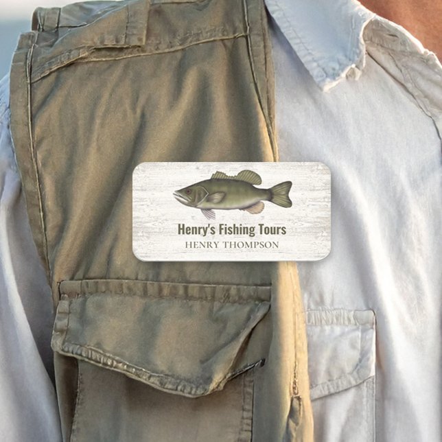 Porte-nom Nom de l'employé de l'entreprise Pêche personnalis (Fishing Business Custom Name Tag.)