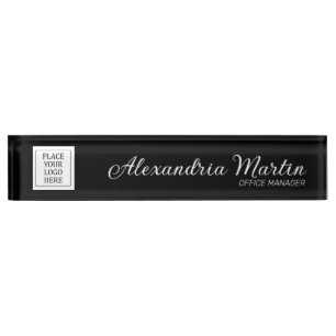 Porte-nom Nom de logo moderne élégant titre écriture noir