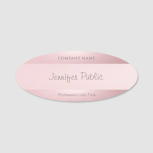 Porte-nom Nom de script manuscrit Élégant Rose Gold Modern