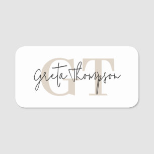 Porte-nom Nom de signature Monogramme Beige