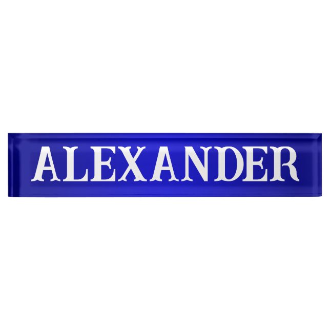 Porte-nom Nom décoratif moderne dégradé bleu (Devant)