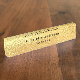Porte-nom Nom d'or titre classique élégant