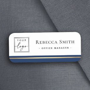 Porte-nom Nom du logo titre bordure bleu foncé blanc moderne