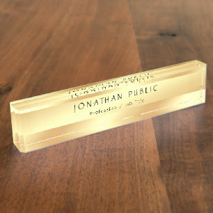 Porte-nom Nom du texte manuscrit Elegant Faux Gold Modèle