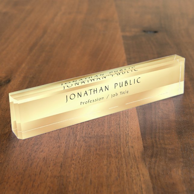 Porte-nom Nom du texte manuscrit Elegant Faux Gold Modèle (Taille)