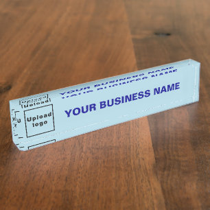Porte-nom Nom et logo de l'entreprise sur l'acrylique bleu c