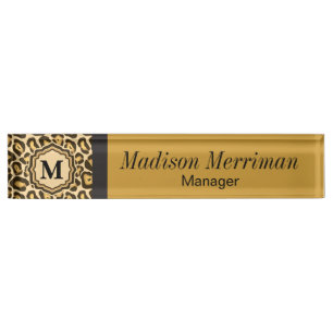 Porte-nom Nom et monogramme du poster de animal  