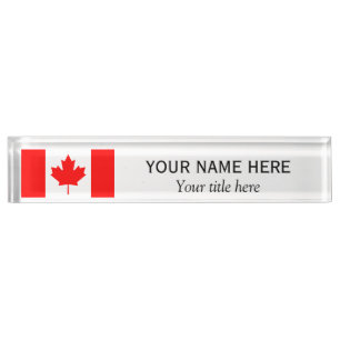 Porte-nom Nom et titre personnalisés Drapeau canadien
