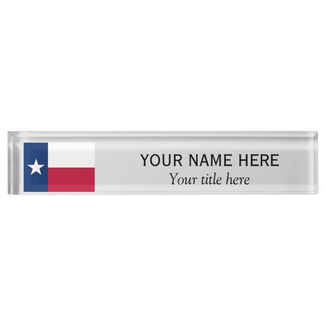 Porte-nom Nom et titre personnalisés Indicateur d'état Texas (Devant)
