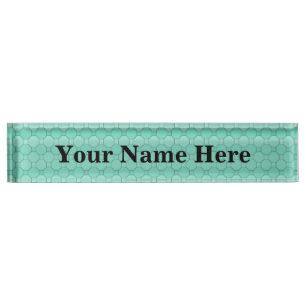 Porte-nom Nom géométrique de mosaïque d'art déco de vert