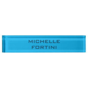 Porte-nom Nom lisible moderne bleu ciel et bleu océan