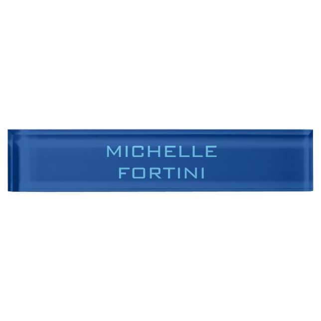 Porte-nom Nom lisible moderne Ciel clair & Bleu profond (Devant)