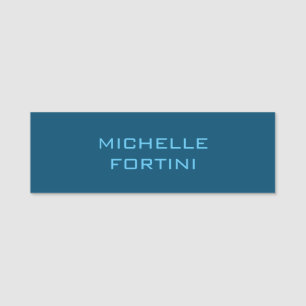 Porte-nom Nom lisible moderne Plain Ocean & Sky Blue