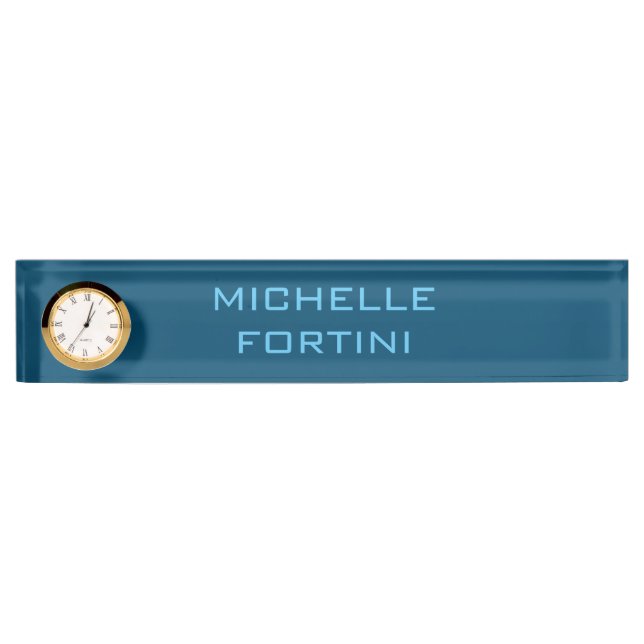 Porte-nom Nom lisible moderne Plain Ocean & Sky Blue (Devant)