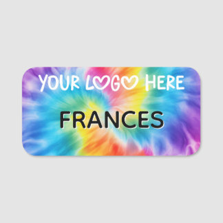 Porte-nom Nom Logo d'entreprise Soft Rainbow Swirl Tie Dye