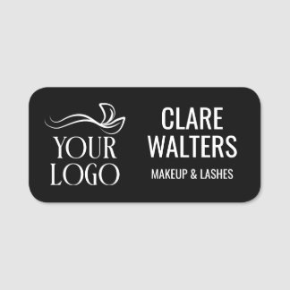 Porte-nom Nom Moderne en Grandes Lettres Blanches & Logo