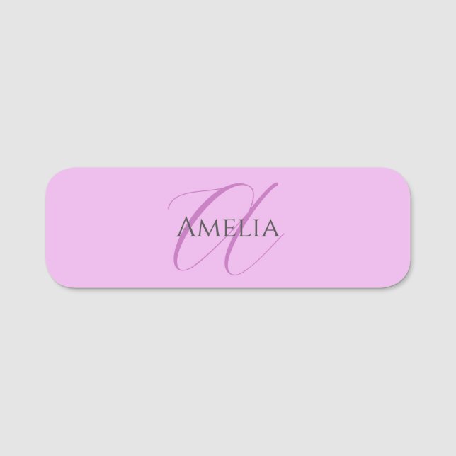 Porte-nom Nom Monogramme Lettre initiale Orchid & Lilac (Devant)