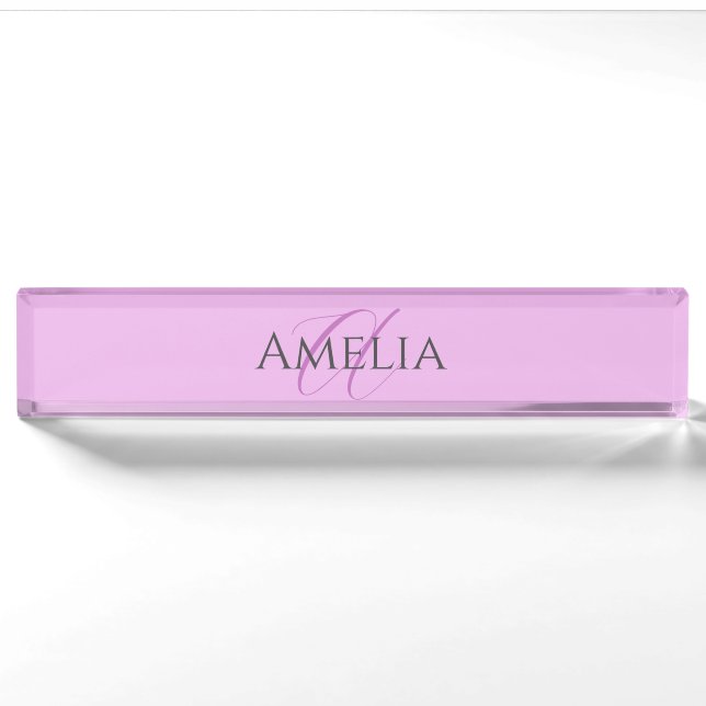Porte-nom Nom Monogramme Lettre initiale Orchid & Lilac (Devant)