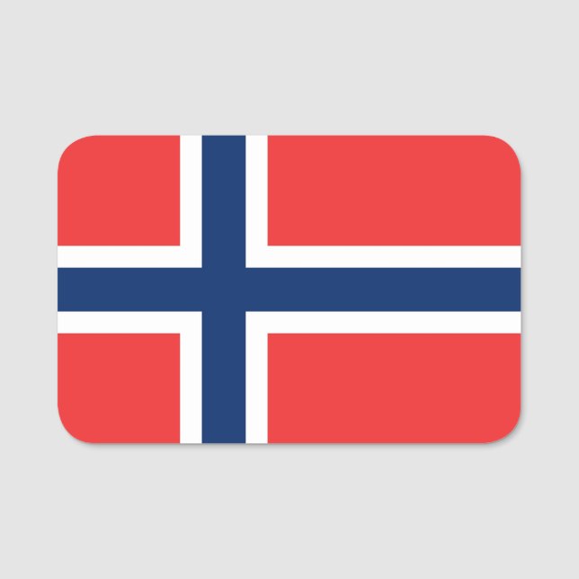 Porte-nom Nom patriotique avec drapeau de la Norvège (Devant)