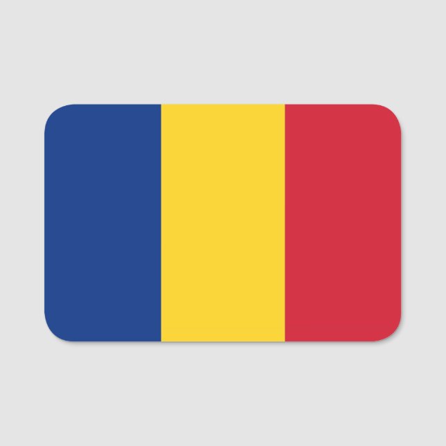Porte-nom Nom patriotique avec drapeau de la Roumanie (Devant)