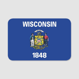 Porte-nom Nom patriotique avec drapeau de l'État du Wisconsi