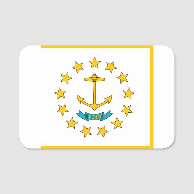 Porte-nom Nom patriotique avec drapeau de l'île Rhode (Devant)