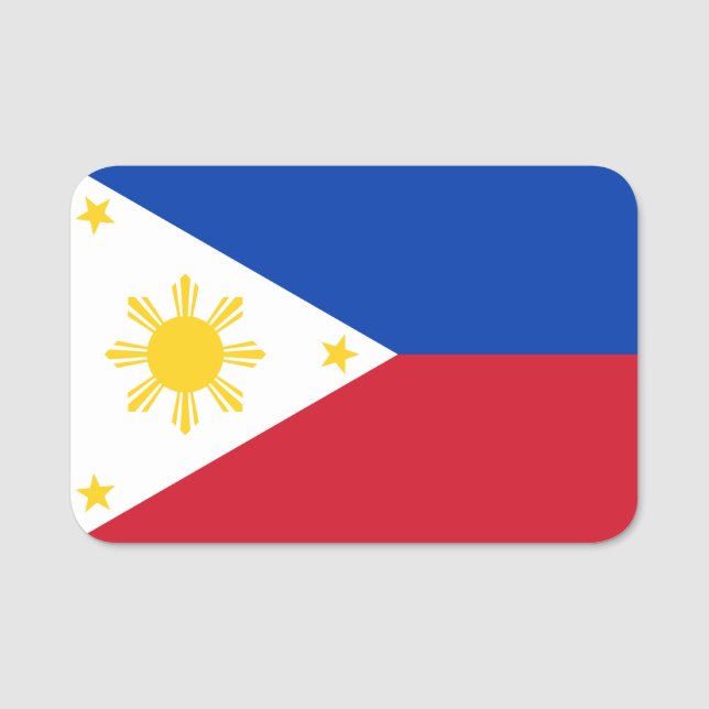 Porte-nom Nom patriotique avec drapeau des Philippines (Devant)