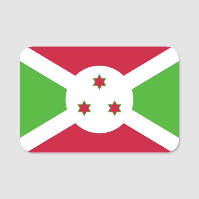 Porte-nom Nom patriotique avec drapeau du Burundi (Devant)