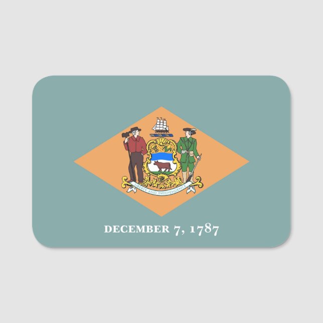 Porte-nom Nom patriotique avec drapeau du Delaware, USA (Devant)