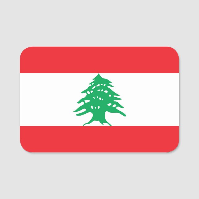 Porte-nom Nom patriotique avec drapeau du Liban (Devant)