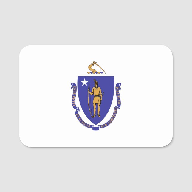 Porte-nom Nom patriotique avec drapeau du Massachusetts (Devant)