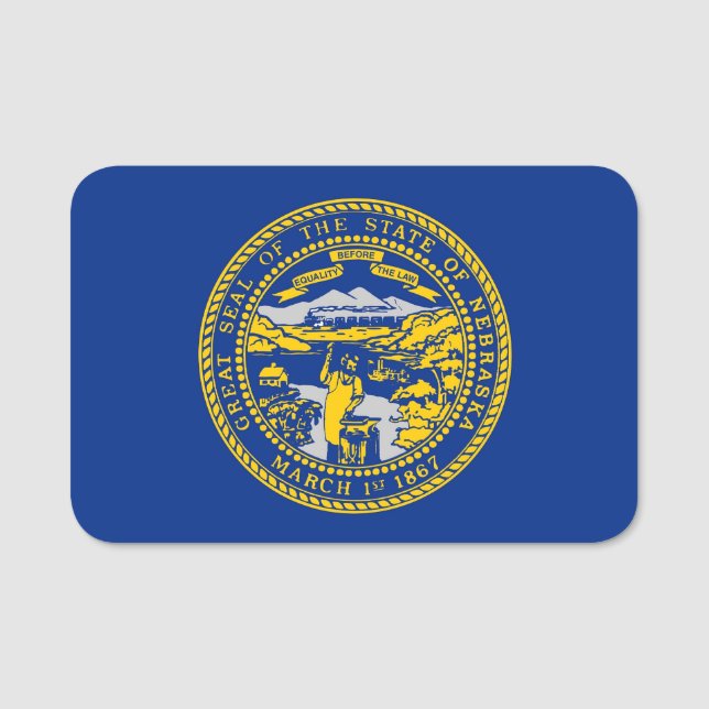Porte-nom Nom patriotique avec drapeau du Nebraska (Devant)