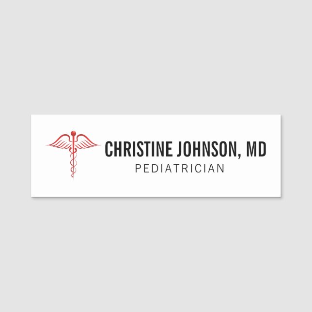 Porte-nom Nom personnalisé| Caduceus Médicales| Infirmière (Devant)