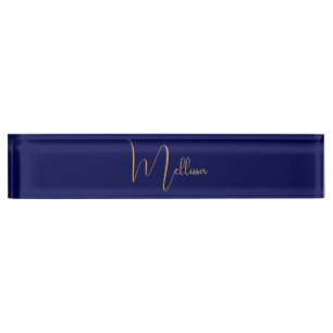 Porte-nom Nom personnalisé minimaliste bleu