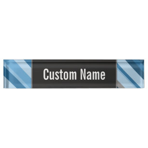 Porte-nom Nom personnalisé + Modules de bureau bleu et gris