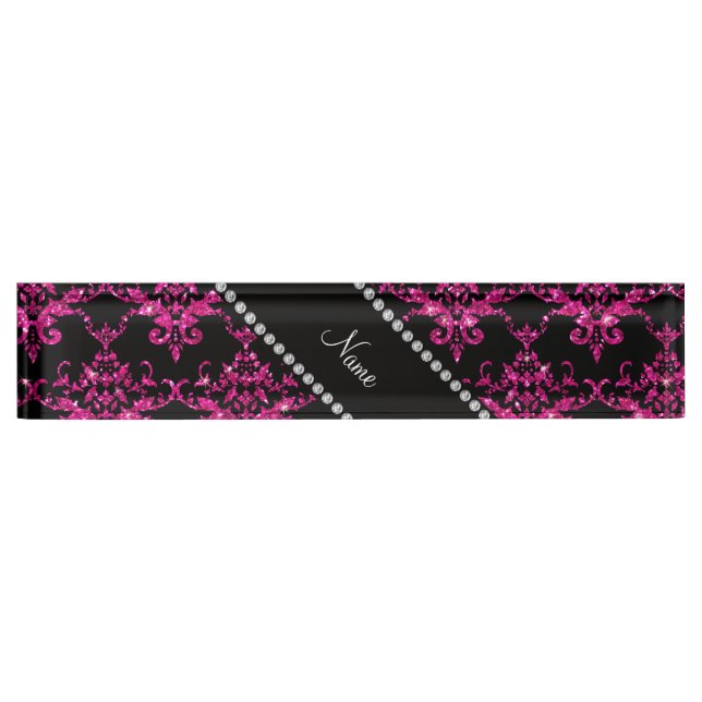 Porte-nom Nom personnalisé parties scintillant rose-chaud da (Devant)