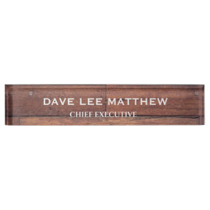 Porte-nom Nom personnalisé Rustique Motif en bois Brown